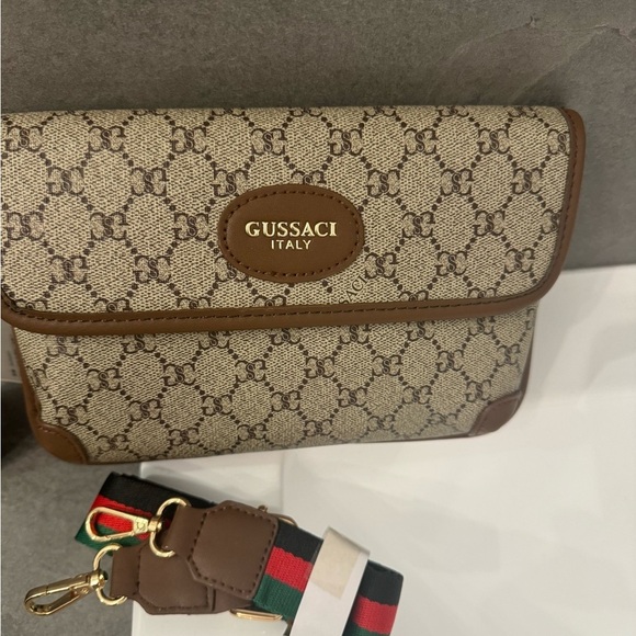 Gussaci Italy Beige and Brown Crossbody Bag - Picture 1 of 6